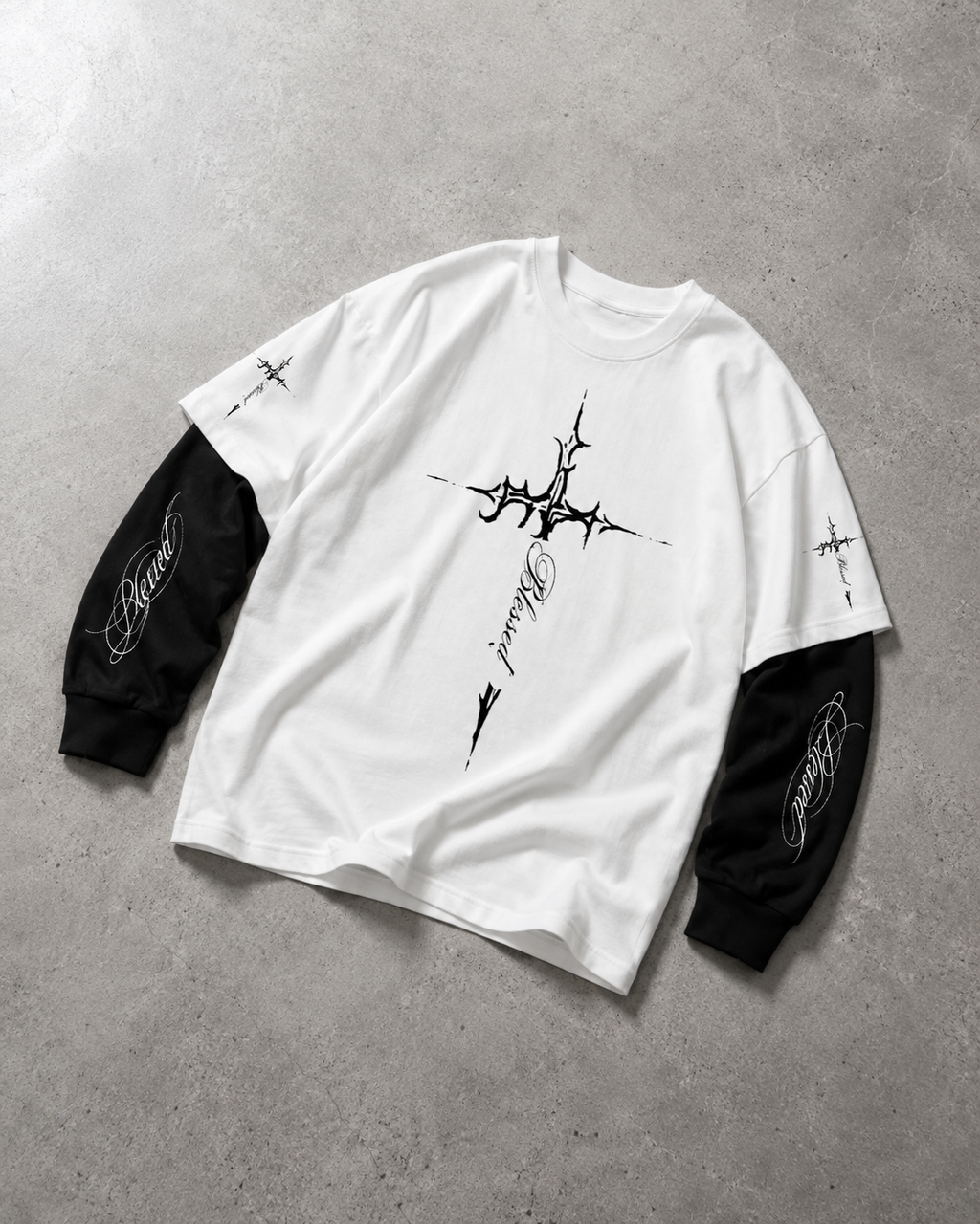 Blessed Cross Layered Oversized Tee