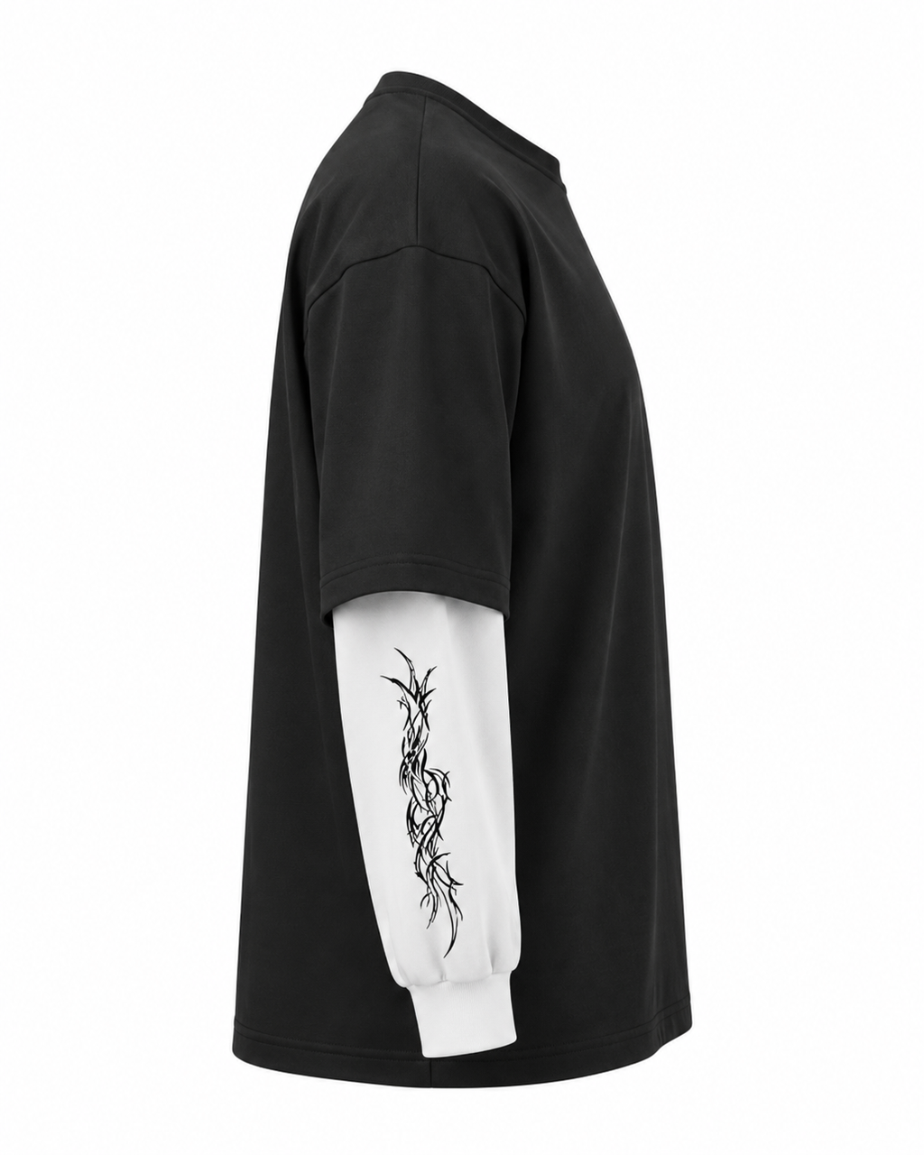 Relentless Warrior black oversized T-shirt, detail photo