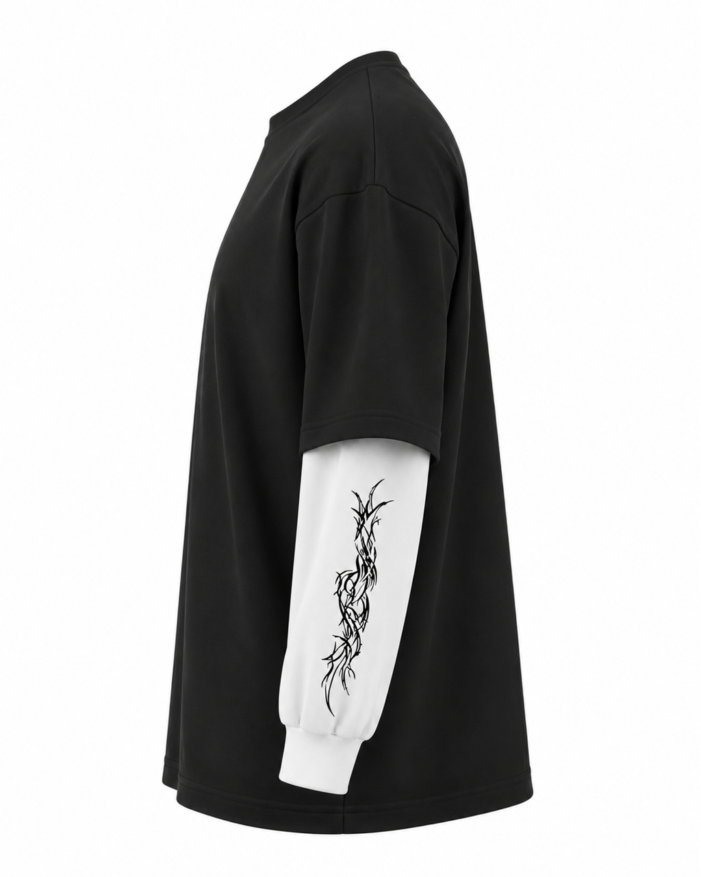 Relentless Warrior black oversized T-shirt, additional detail photo
