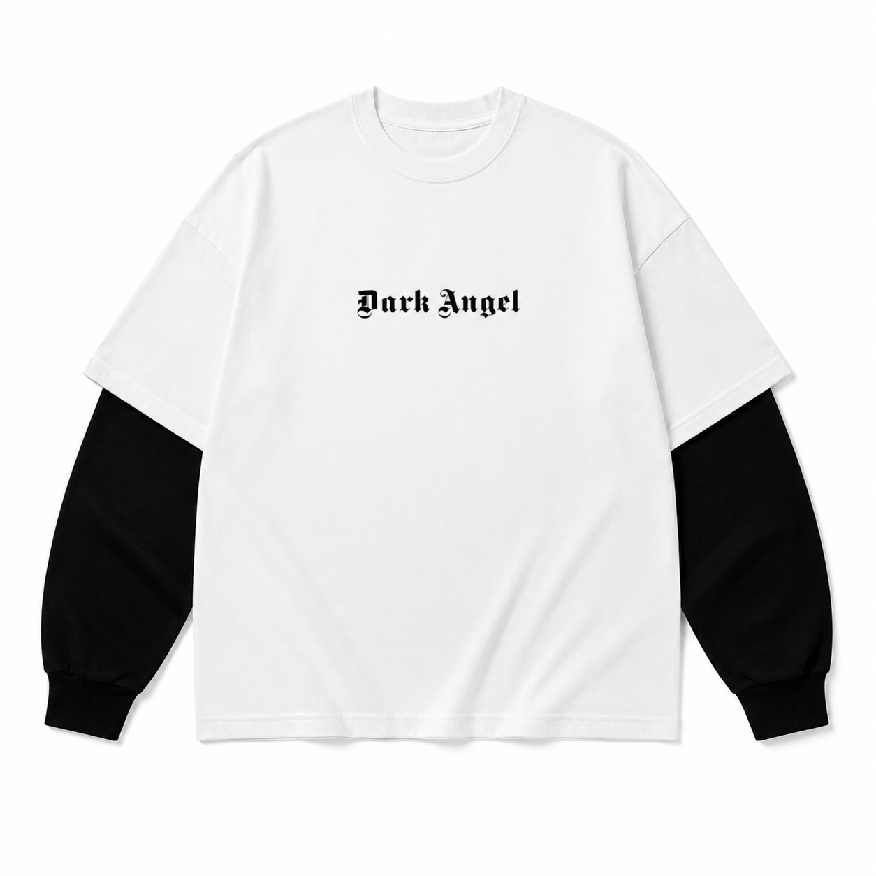 Dark Angel white attached-sleeve oversized tee by URBANEX