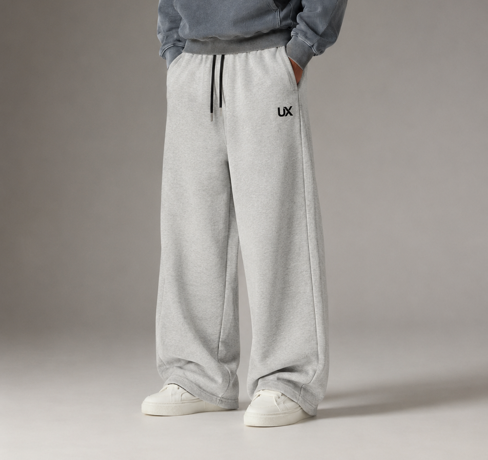 UX Wide-Leg Sweatpants — Heather Grey