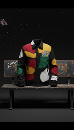 Asphalt Black jacket with layered patches
