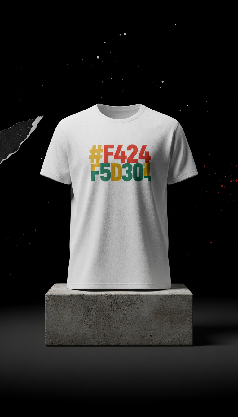 Sticker White graphic tee with bold slogan