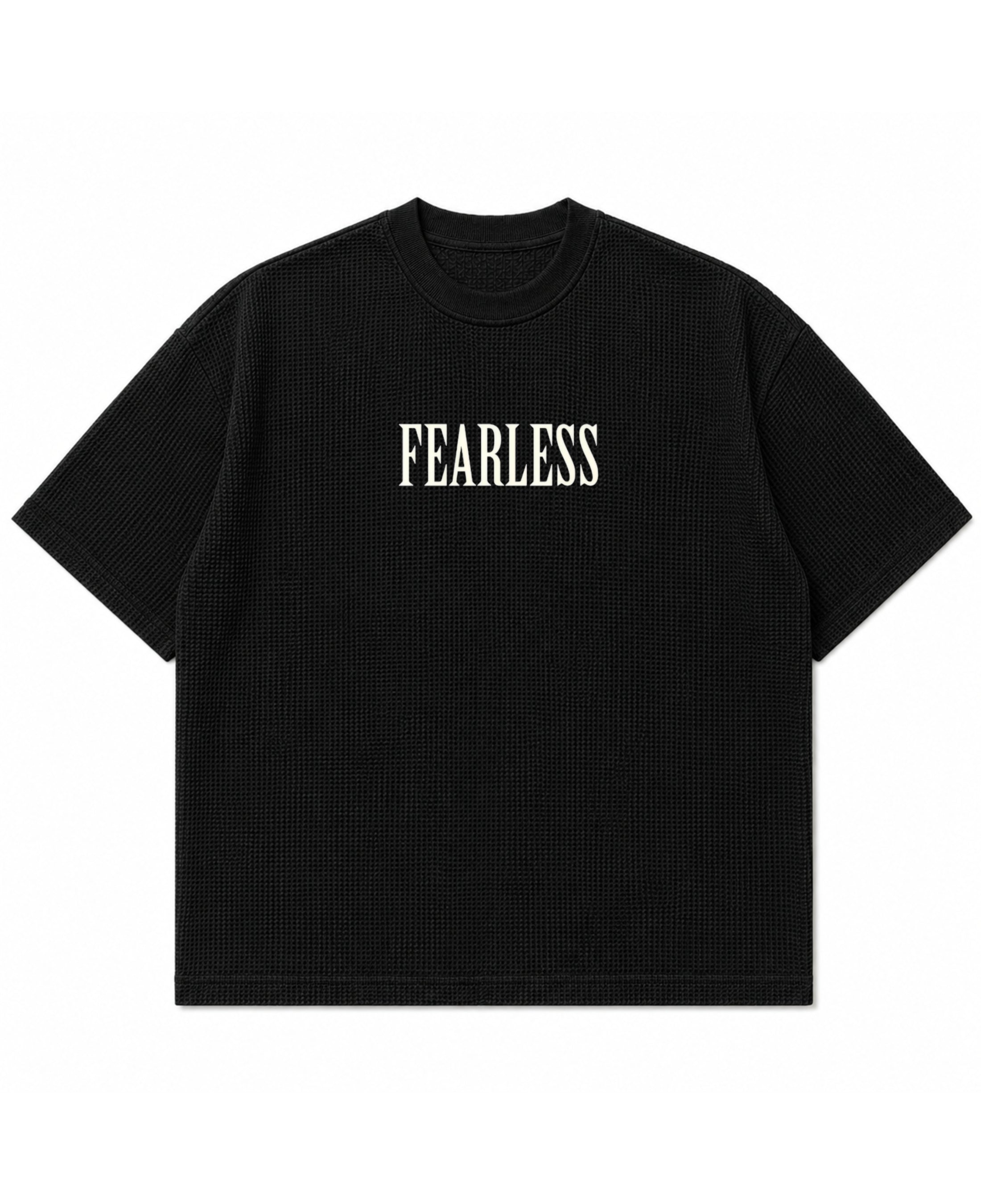Black waffle boxy fit Front Design