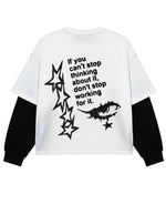 White With Black Sleeve Oversized Tee Back Design
