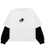 White With Black Sleeve Oversized Tee Front Design