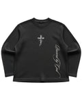 Black waffle knit oversized full-sleeve Front Design
