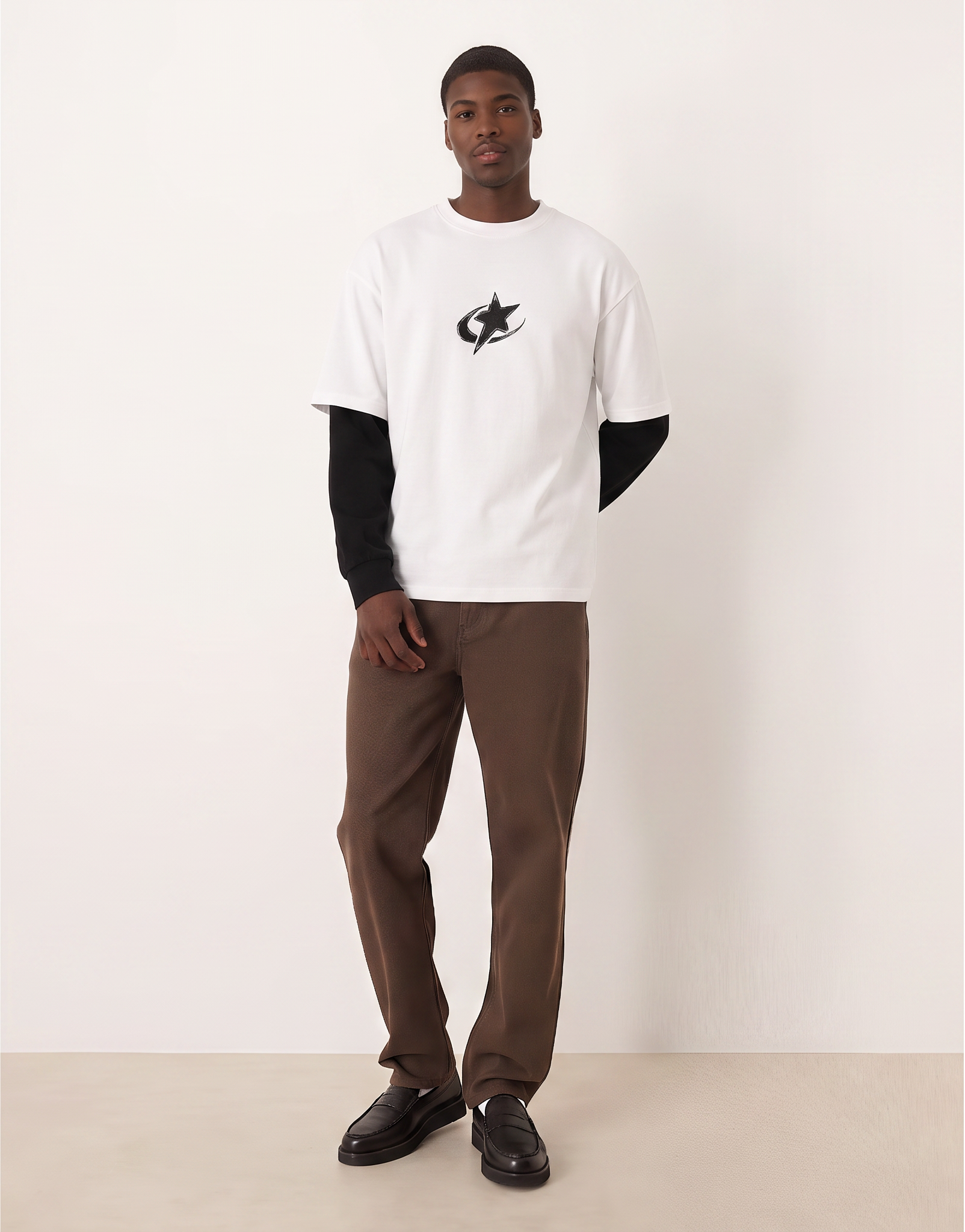 Nova Layered Oversized Tee, fabric detail close-up