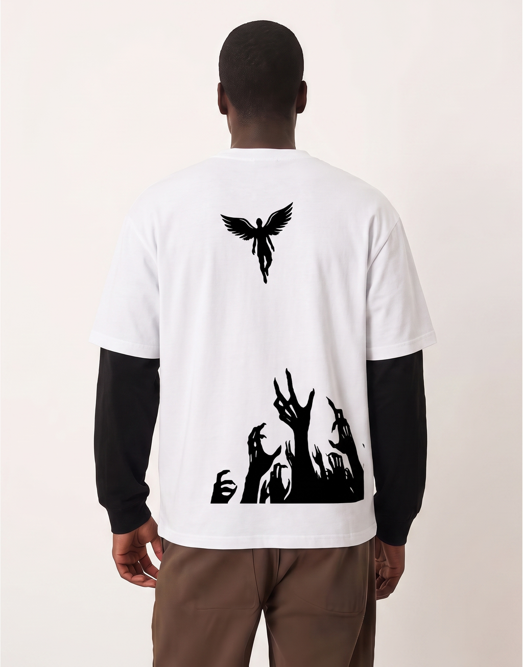 Dark Angel Attached Sleeve Oversized Tee