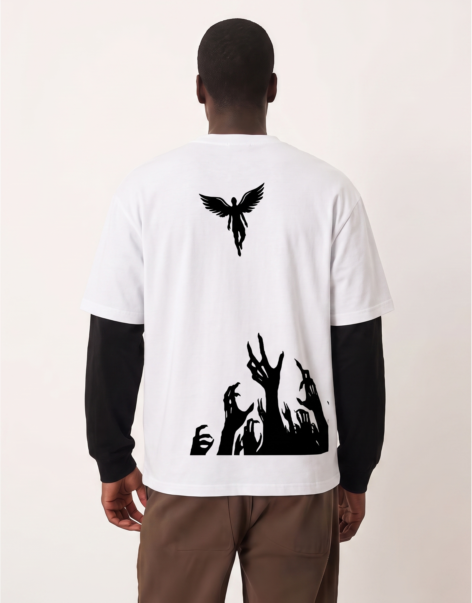 Dark Angel Attached Sleeve Oversized Tee